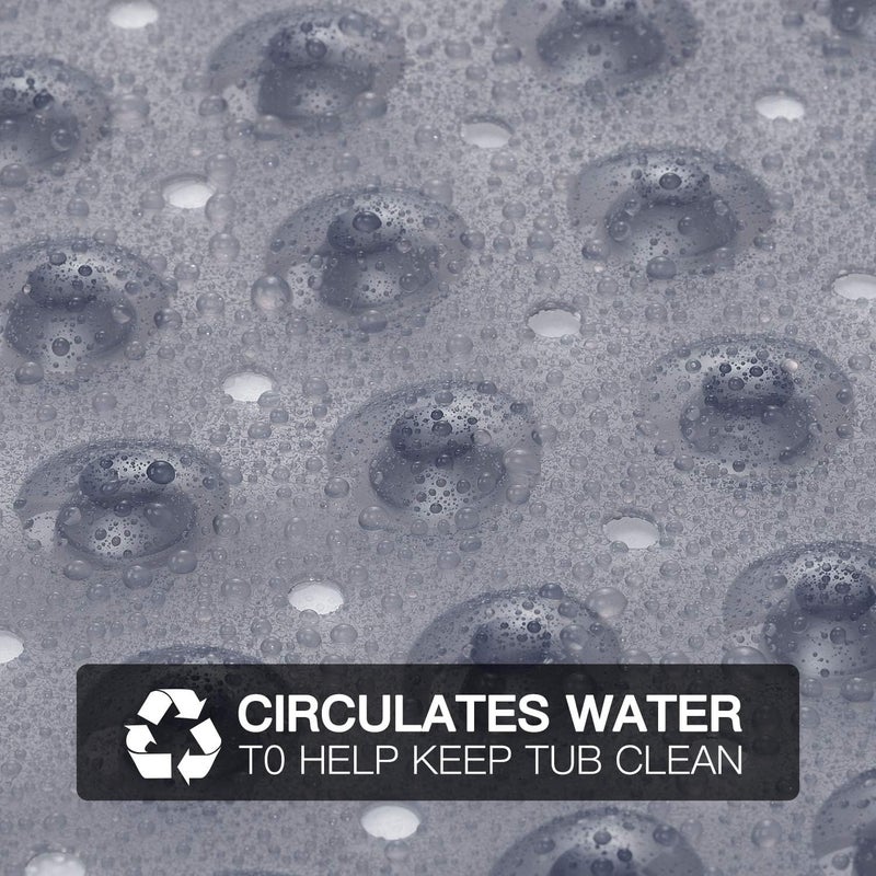 40 x 16 Inch Non - Slip Bath Tub Shower Mat with Suction Cups - Clear Gray - Image 3