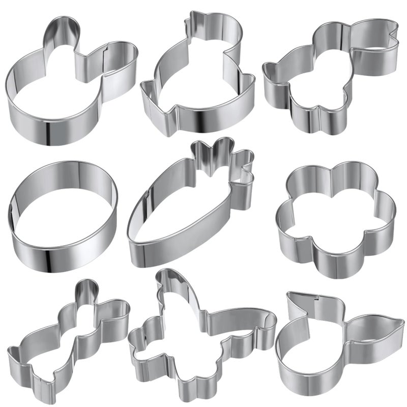Easter Cookie Cutters Set 12 Pieces Bunny Flower Shapes Baking Molds - Image 2