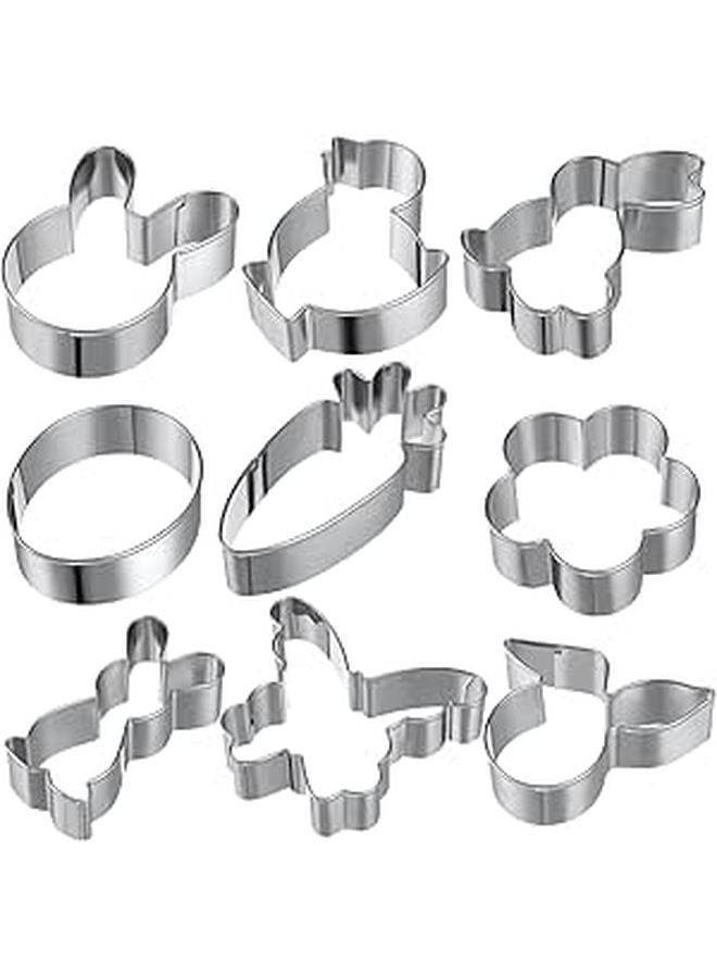 Easter Cookie Cutters Set 12 Pieces Bunny Flower Shapes Baking Molds - Image 1