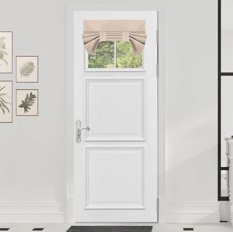 OutdoorLines خطوط خارجية تعتيم الستائر الفرنسية الباب الستائر الخصوصية المعزولة الحرارية معزولة الظلال الزجاجية سهلة تثبيت نافذة تريشيا الظل الستار الباب الأمامي W26 X L20 بوصة البيج 1 - Image 1