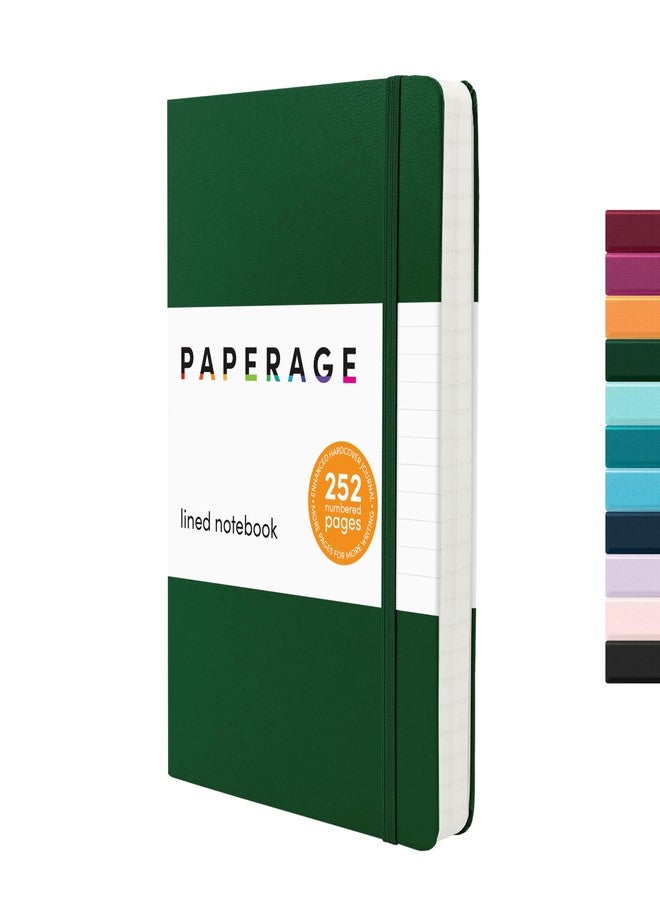 ببرج دفتر ملاحظات مسطر من PAPERAGE (أخضر غامق)، 252 صفحة، متوسط ​​الحجم 5.6 بوصة × 8 بوصة - ورق سميك 100 جرام لكل متر مربع - دفتر ملاحظات ذو غلاف مقوى للعمل والمدرسة وتدوين الملاحظات - Image 1
