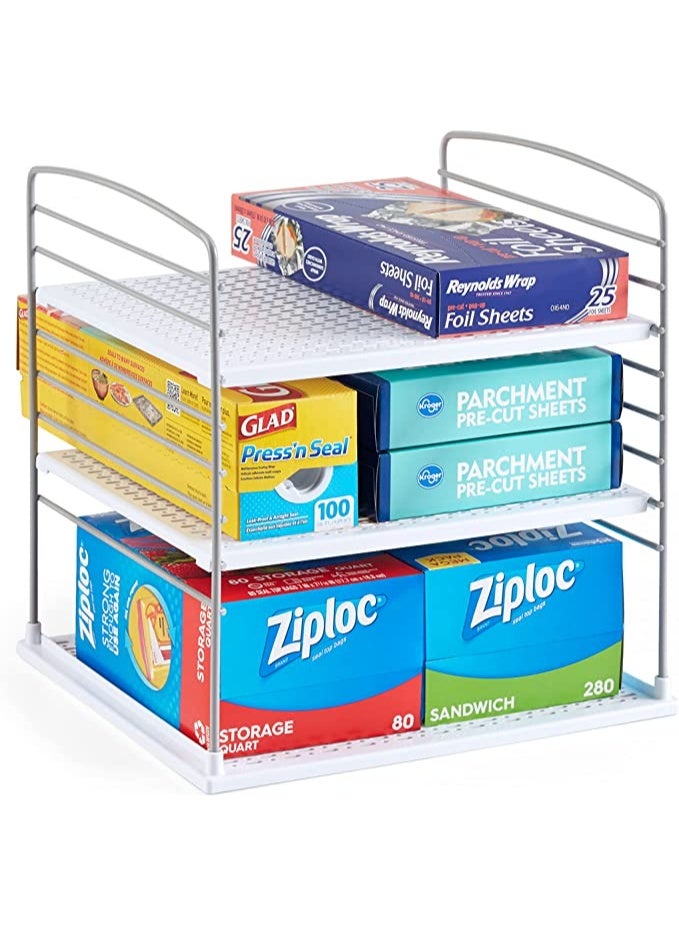 يوكوبيا YouCopia UpSpace Cabinet Box Organizer, Adjustable Kitchen and Pantry Shelf for Plastic Wrap and Foil Storage, Large, White - Image 1