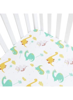 Moonsea Moonsea Dinosaur Crib Sheets for Boys Girls, Baby Crib Sheets Fit for Standard Crib, Soft and Breathable Microfiber Dinosaur Fitted Crib Sheets for Unisex Baby  - Image 1