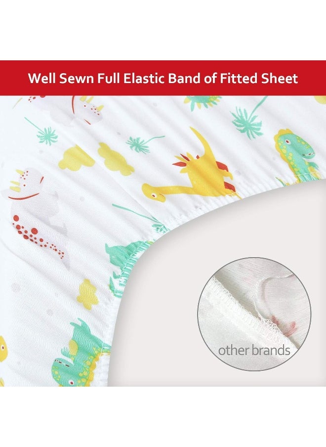 Moonsea Moonsea Dinosaur Crib Sheets for Boys Girls, Baby Crib Sheets Fit for Standard Crib, Soft and Breathable Microfiber Dinosaur Fitted Crib Sheets for Unisex Baby  - Image 2