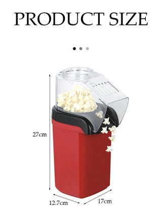 Hot air popcorn machine, home mini children's DIY electric popcorn machine, non stick inner pot, no need for oil and water, suitable for families, cafes, restaurants, and gatherings, red - view 2