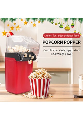 Hot air popcorn machine, home mini children's DIY electric popcorn machine, non stick inner pot, no need for oil and water, suitable for families, cafes, restaurants, and gatherings, red - view 3