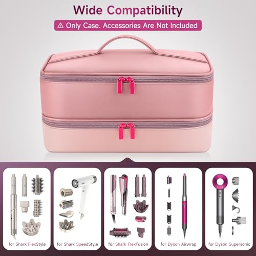 Adworte Travel Hair Dryer Case for Shark FlexFusion, Portable Hair Tools Bag, Double-Layer Storage Carrying Case for Shark FlexStyle Blow Dryer, FlexFusion & Fusion Air Straightener Attachments Holder - Image 3