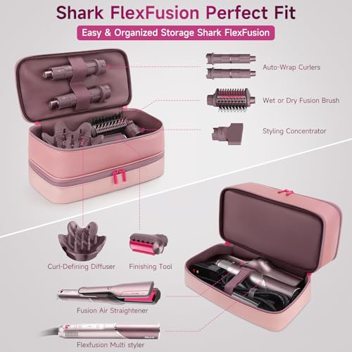Adworte Travel Hair Dryer Case for Shark FlexFusion, Portable Hair Tools Bag, Double-Layer Storage Carrying Case for Shark FlexStyle Blow Dryer, FlexFusion & Fusion Air Straightener Attachments Holder - Image 2