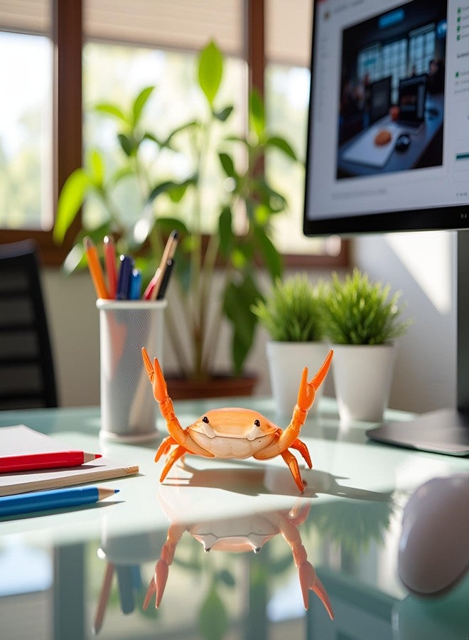 WaigN Orange Creative Crab Pen Holder Weightlifting Crabs Pen Stand Storage Rack, Office Desktop Decoration, Pencil Holders Desk Supplies Holders and Dispensers, Desk Accessories and Workspace Organizers - Image 2