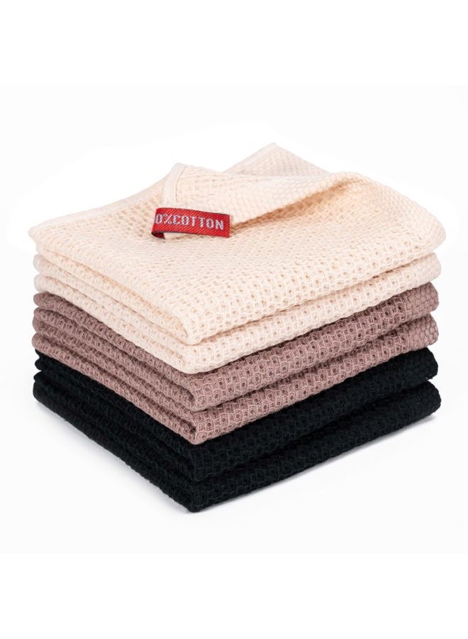BOOMIBOO 100% Cotton Waffle Weave Kitchen Dish Cloths (Mixed Color, 12 x 12-6 Pack) - Image 1