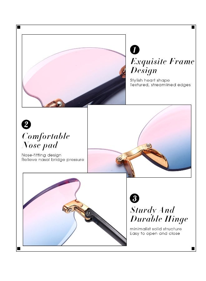 Generic Kid Sunglasses Rimless  erfly Shaped Trendy   Glasses Fairy Transparent  erfly Glasses Vintage Gradient Frame Eye Glasses Fashionable 90s Girls' Sunglasses 4 Pairs  - Image 2