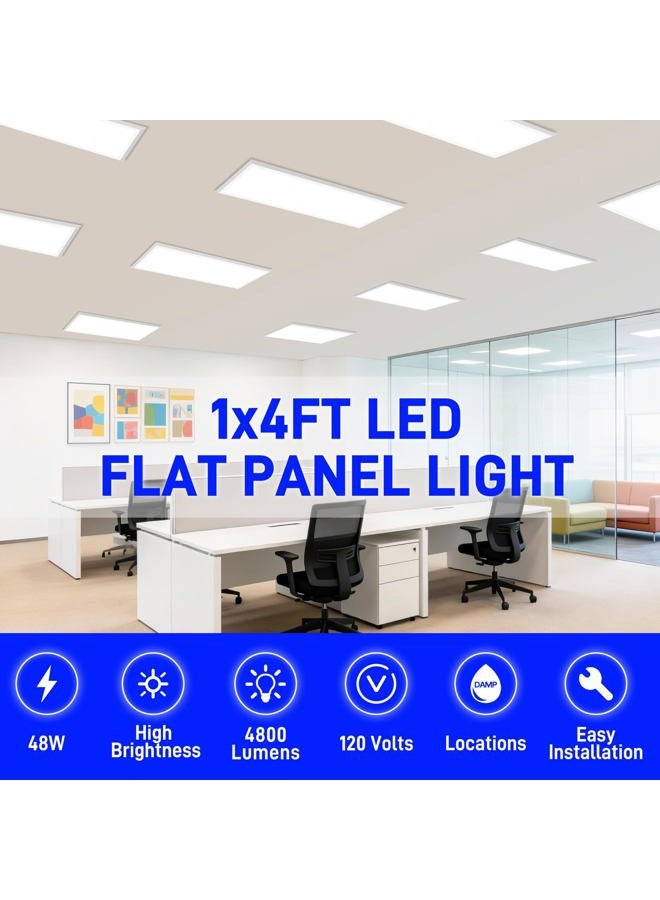 hykolity 1x4 FT LED Flat Panel Selectable CCT Flush Mount Light,4800lm,48W Dimmable Ultra Slim Ceiling Light, 3000K/4000K/5000K Built-in Driver Surface Mount Lights for Kitchen Garage,4 Pack - Image 3