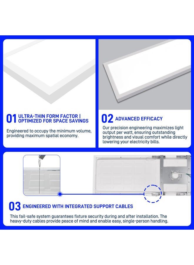 hykolity 1x4 FT LED Flat Panel Selectable CCT Flush Mount Light,4800lm,48W Dimmable Ultra Slim Ceiling Light, 3000K/4000K/5000K Built-in Driver Surface Mount Lights for Kitchen Garage,4 Pack - Image 5