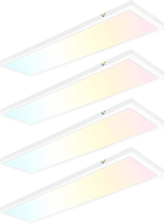 hykolity 1x4 FT LED Flat Panel Selectable CCT Flush Mount Light,4800lm,48W Dimmable Ultra Slim Ceiling Light, 3000K/4000K/5000K Built-in Driver Surface Mount Lights for Kitchen Garage,4 Pack - Image 1