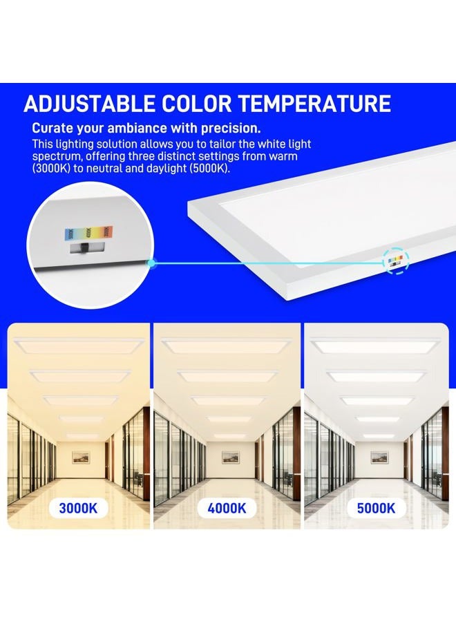 hykolity 1x4 FT LED Flat Panel Selectable CCT Flush Mount Light,4800lm,48W Dimmable Ultra Slim Ceiling Light, 3000K/4000K/5000K Built-in Driver Surface Mount Lights for Kitchen Garage,4 Pack - Image 2