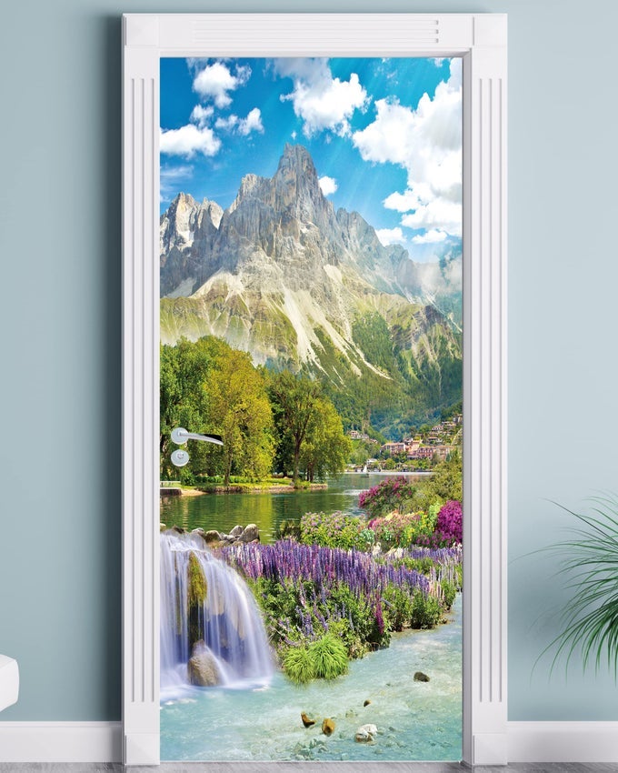 DOOR STICKER PEEL AND STICK SCENIC DOOR WALLPAPER REMOVABLE SELFADHESIVE MURAL FOR HOME DECOR 303 W X 787 L SET OF 2 SHEETS