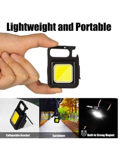 AL RAID Small LED Flashlight 800 Lumens COB Rechargeable Keychain Mini Flashlight 4 Light Modes Portable Pocket Light with Folding Bracket Bottle Opener and Magnet Base for Fishing Walking Camping  - Image 3
