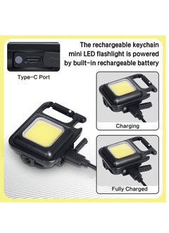 AL RAID Small LED Flashlight 800 Lumens COB Rechargeable Keychain Mini Flashlight 4 Light Modes Portable Pocket Light with Folding Bracket Bottle Opener and Magnet Base for Fishing Walking Camping  - Image 2