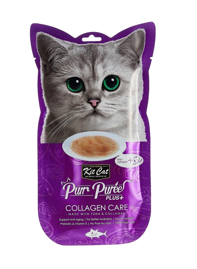 Kit Cat علاج القطط بور بيوريه بلس تونة وكولاجين 1x60غ - Image 1