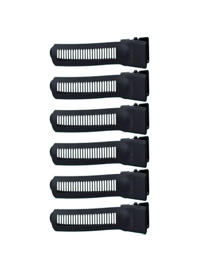 Cricket Super Grips Professional Salon Hair Clips for Styling, Cutting, Sectioning and Coloring, Rubberized Aluminum, 6-Pack, Black - Image 2