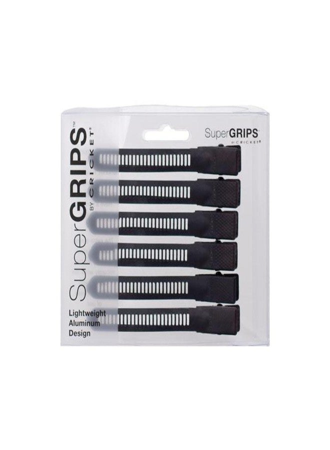 Cricket Super Grips Professional Salon Hair Clips for Styling, Cutting, Sectioning and Coloring, Rubberized Aluminum, 6-Pack, Black - Image 1