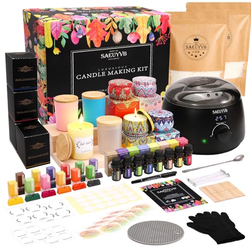 SAEUYVB Candle Making Kit,Candle Making Kit for Adult with Wax Melting Pot,DIY Starter Soy Candle Making Supplies/Kit - Perfect as Home Decorations - Image 1
