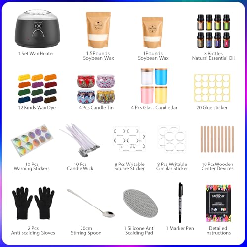 SAEUYVB Candle Making Kit,Candle Making Kit for Adult with Wax Melting Pot,DIY Starter Soy Candle Making Supplies/Kit - Perfect as Home Decorations - Image 2