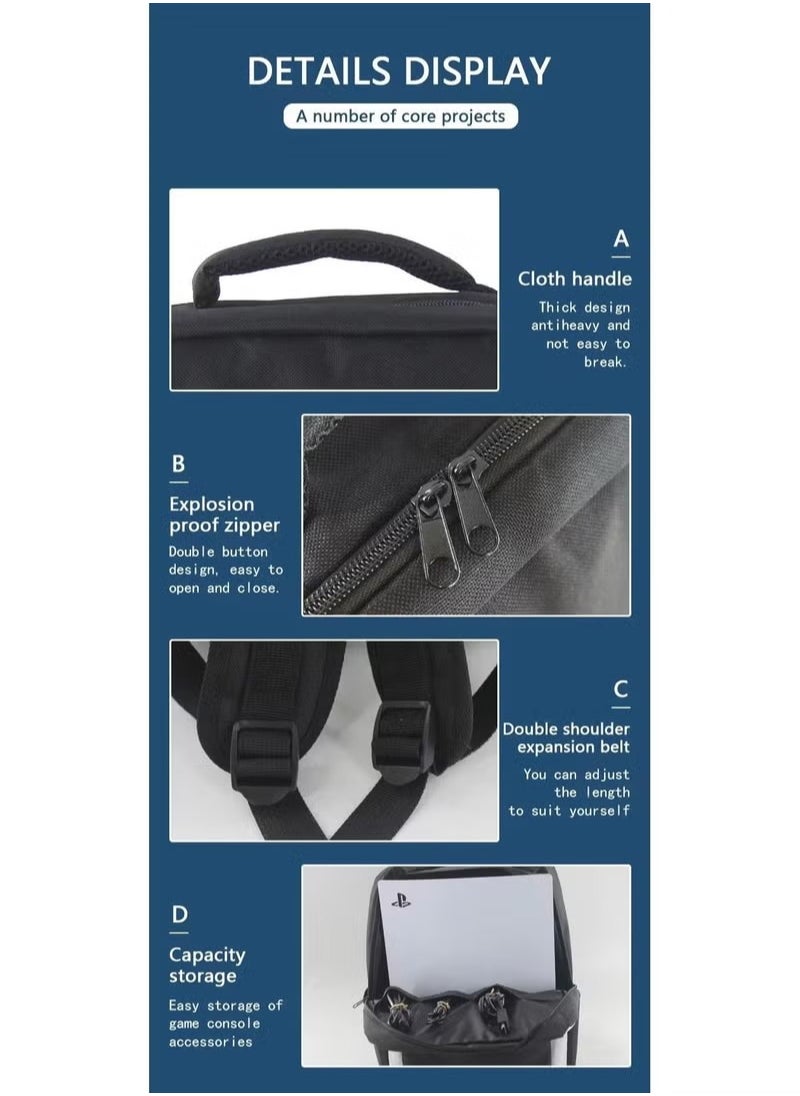 MIXDE Ps5 Carrying Case, Console Carrying Case Portable Backpack Storage Bag Compatible Ps5 and Ps5 Digital Edition, Waterproof  - Image 4
