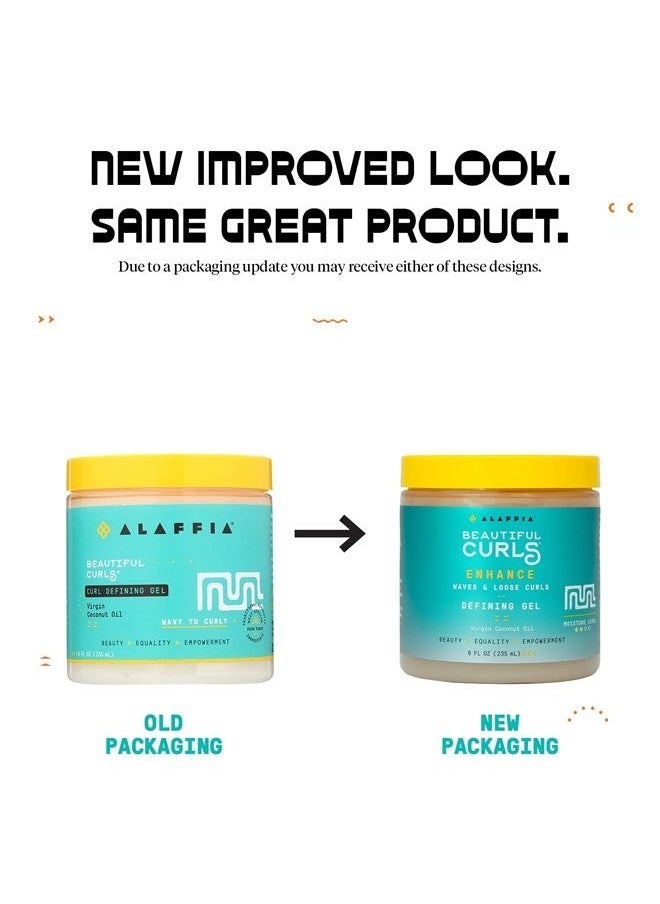 Alaffia - Beautiful Curls Curl Enhance Defining Gel, Wavy to Curly Hair Products, Hair Gel to Coil, Twist and Braid, Natural with Shea Butter, Coconut Oil, Castor Oil & Aloe, 8 Fl Oz - Image 1