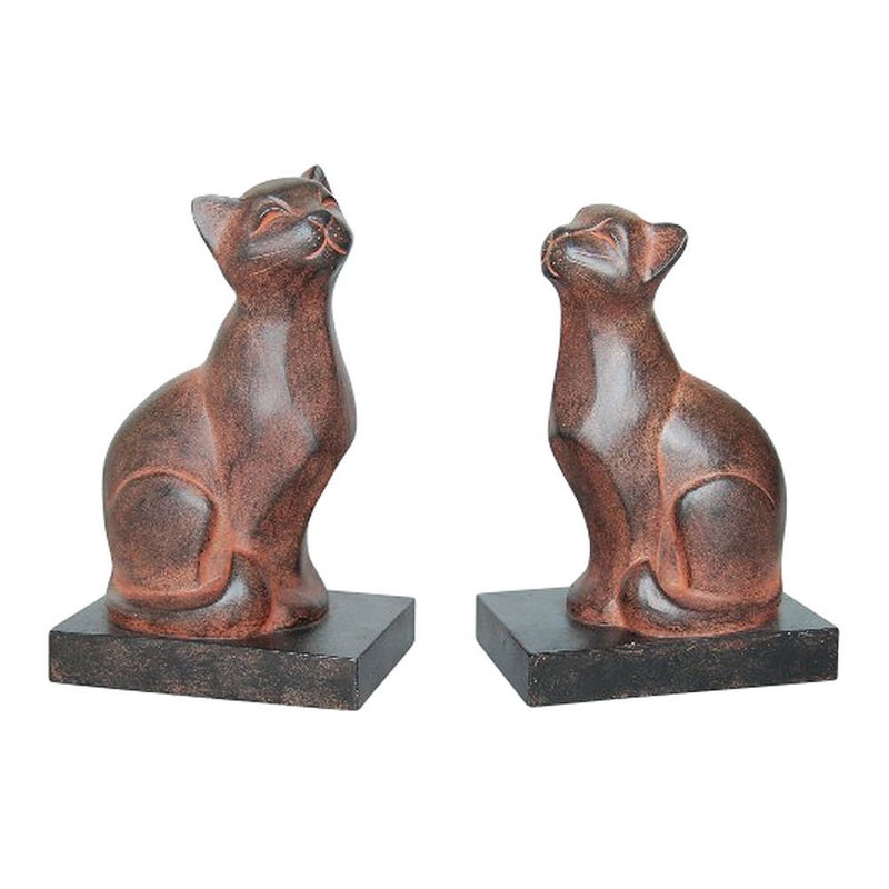 Comfy Hour Farmhouse Collection 4 Length 7 Height Polyresin Set of 2 Cats Art Bookends 1 Pair Brown Antique Effect