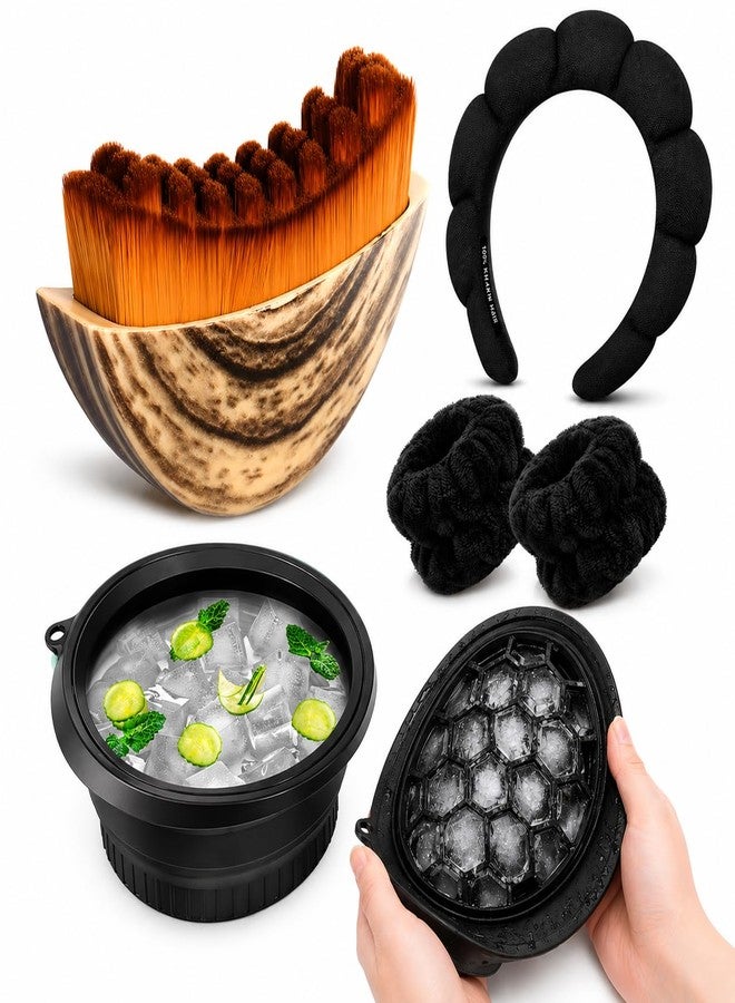 ZPCCOT Silicone Face Ice Bowl with Ice Tray, Ice Bath Facial Bowl, Lymphatic Face Brush for Jawline & Glow, Makeup Headband Wristband Set, Ice Facial Skincare Kit for Women - Image 1