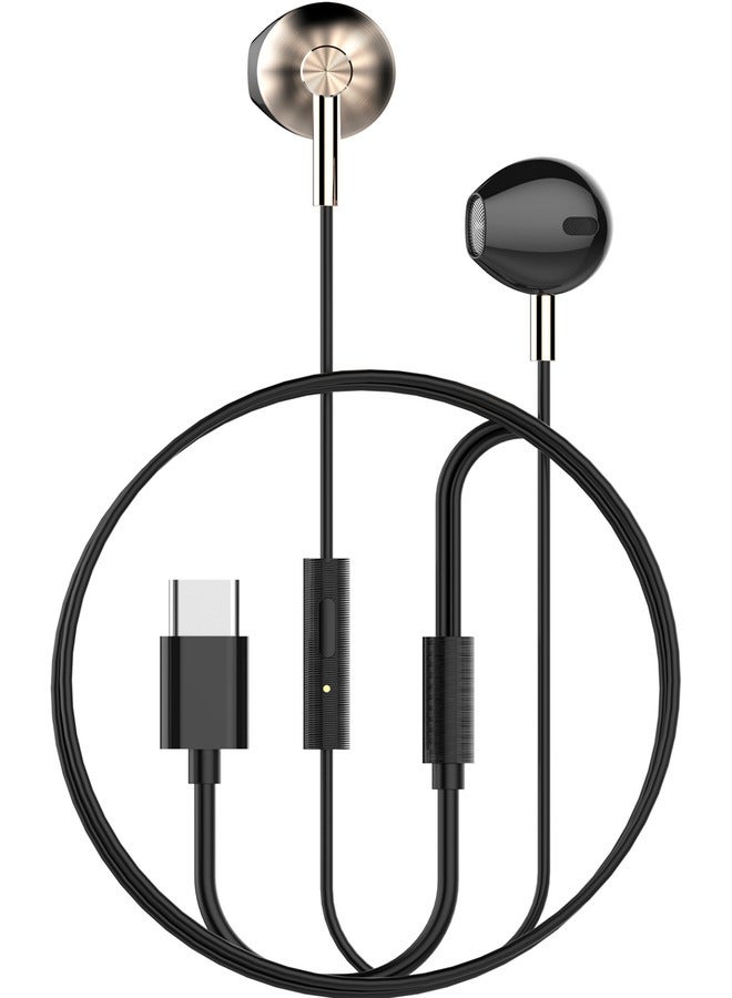 CELIBERY Type-C In-Ear Earphones/Headphones With Mic & Controller, Black - Image 1