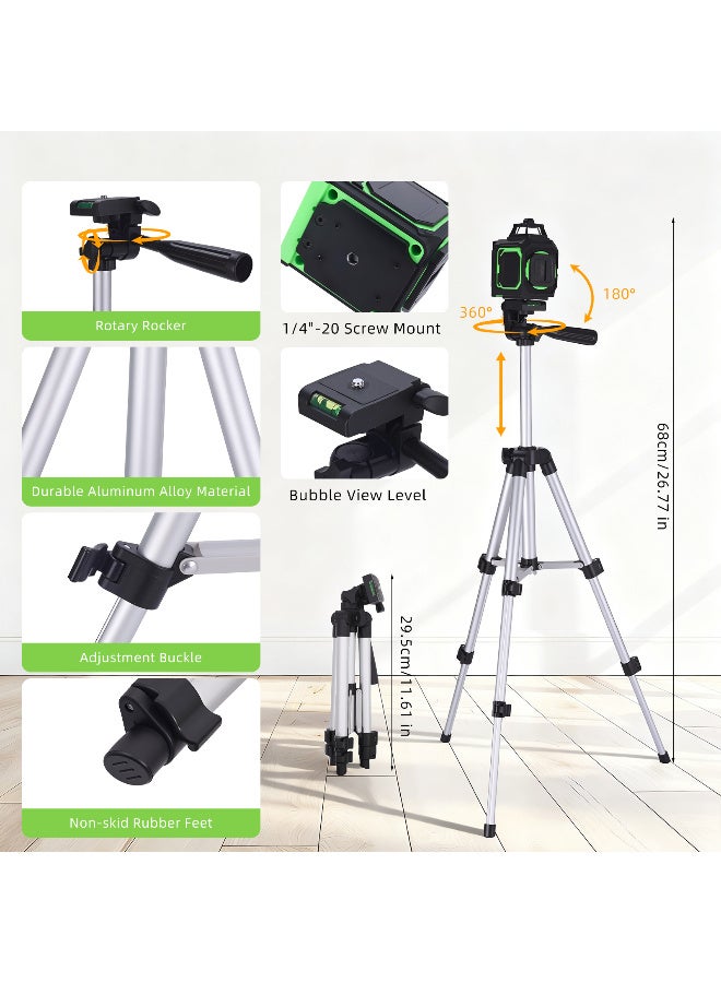 Kiboule 5-Line 360° Laser Level ,Self Leveling Laser Level with Pulse Mode, 3 Brightness Levels Rechargeable Li-ion Battery Green Line Laser Leveler Tool for DIY Indoor Project - Image 3