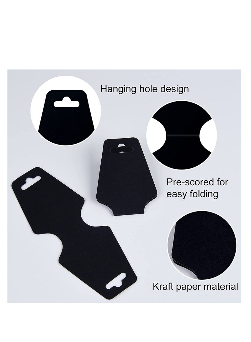 SYOSI Necklace Display Cards, Jewelry Display Cards, Bracelet Card Holder Blank Kraft Paper, Price Tags Hang Tags Card for Packaging Necklaces, Bracelets, Keychains, Hair Ties 200Pcs Black - Image 3