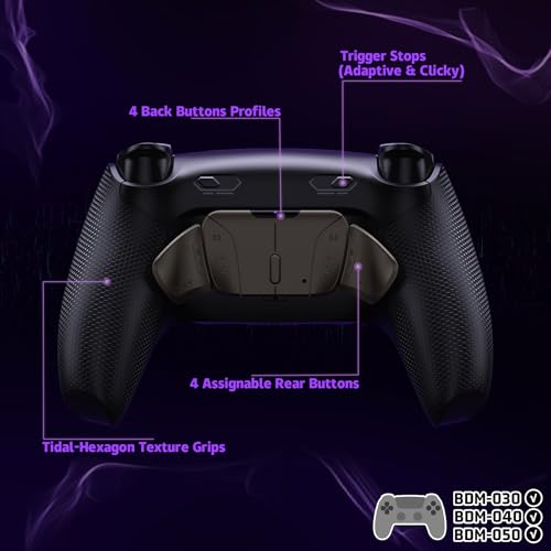 eXtremeRate RISE4 Plus MAX RMB Back Paddles Kit with Clicky Trigger Stops & Rubberized Grip for PS5 Controller BDM-030 040 050, Remappable Real Metal Back Buttons Kit for PS5 Controller – Black - Image 5