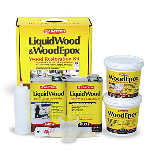 Abatron Wood Restoration Kit - 4 Quart - Includes LiquidWood Epoxy Resin Wood Hardener and WoodEpox Wood FIller - Image 1