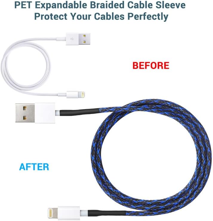 Aibole PET Expandable Braided Sleeving 100Ft-1 inch Wire Loom, Cable Sleeve Wrap,Black&Blue Blackblue - Image 3