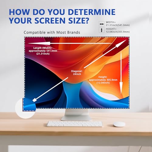 Halloive 24 Inch Magnetic Computer Privacy Screen for 16:9 Widescreen Monitor, Removable Privacy Screen Anti Glare Blue Light Privacy Screen Monitor 24 inch, Anti-Scratch - Image 2