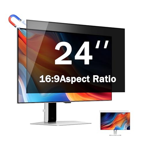 Halloive 24 Inch Magnetic Computer Privacy Screen for 16:9 Widescreen Monitor, Removable Privacy Screen Anti Glare Blue Light Privacy Screen Monitor 24 inch, Anti-Scratch - Image 1