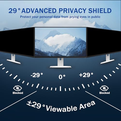 Halloive 24 Inch Magnetic Computer Privacy Screen for 16:9 Widescreen Monitor, Removable Privacy Screen Anti Glare Blue Light Privacy Screen Monitor 24 inch, Anti-Scratch - Image 3