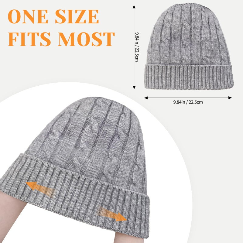 Beurlike Winter Beanie Hats for Women Fleece Lined Warm Thick Soft Stretch Knit Cap for Cold Weather(Grey) - Image 2