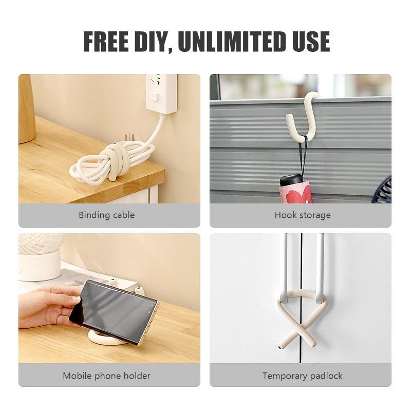 5 Pack Flexible Cabinet Hooks Beige Bendable Phone Holder Door Mount Coat Rack for Home Kitchen Bathroom - Image 4