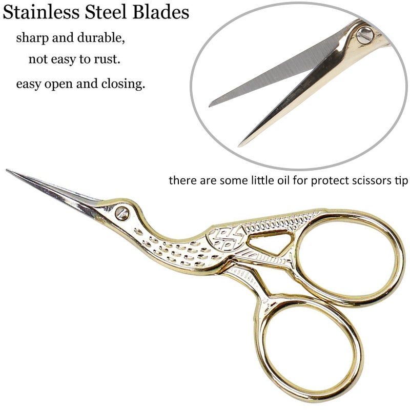 BIHRTC Small Craft 4.5Inch Embroidery Scissors with Artificial Leather Cover Stainless Steel Tip Bird Stork Scissors Shears for Sewing Crochet Embroidery Paper Art Work - Image 3