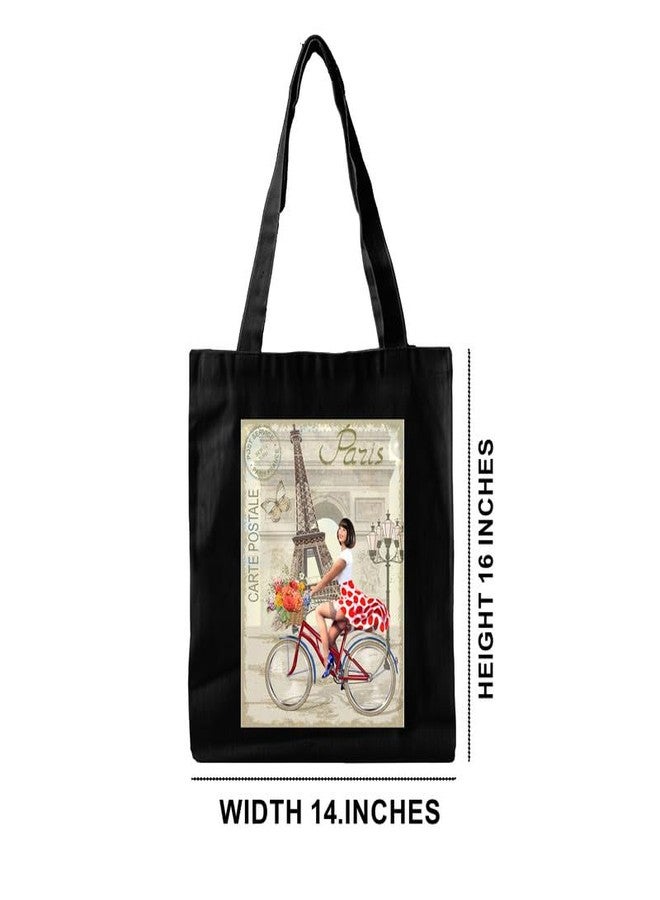 PrintingZone Girly Designs Canvas Printed Tote Bag For Women | Zipper & Pouch | Shopping/Grocery Bag | Multi-Purpose Bag | Reusable Eco-Friendly Cotton Handbags, Canvas Tote Bags For College(TB20) - Image 2
