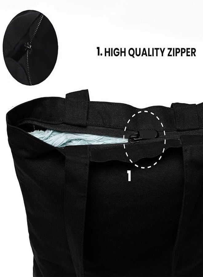 PrintingZone Girly Designs Canvas Printed Tote Bag For Women | Zipper & Pouch | Shopping/Grocery Bag | Multi-Purpose Bag | Reusable Eco-Friendly Cotton Handbags, Canvas Tote Bags For College(TB20) - Image 5