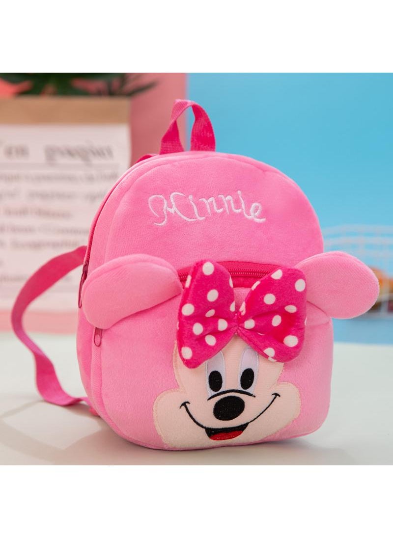 Loquat Kids Minnie Embroidered Backpack Cartoon Plush Kindergarten Backpack 