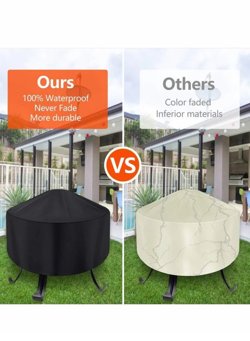 Generic Fire Pit Cover Round for 56-86 cm, 420D Heavy Duty Outdoor Full Coverage Patio Fireplace Cover, Waterproof, Dustproof and Anti UV, Fit All Seasons(80 x 40cm, Black)  - Image 2