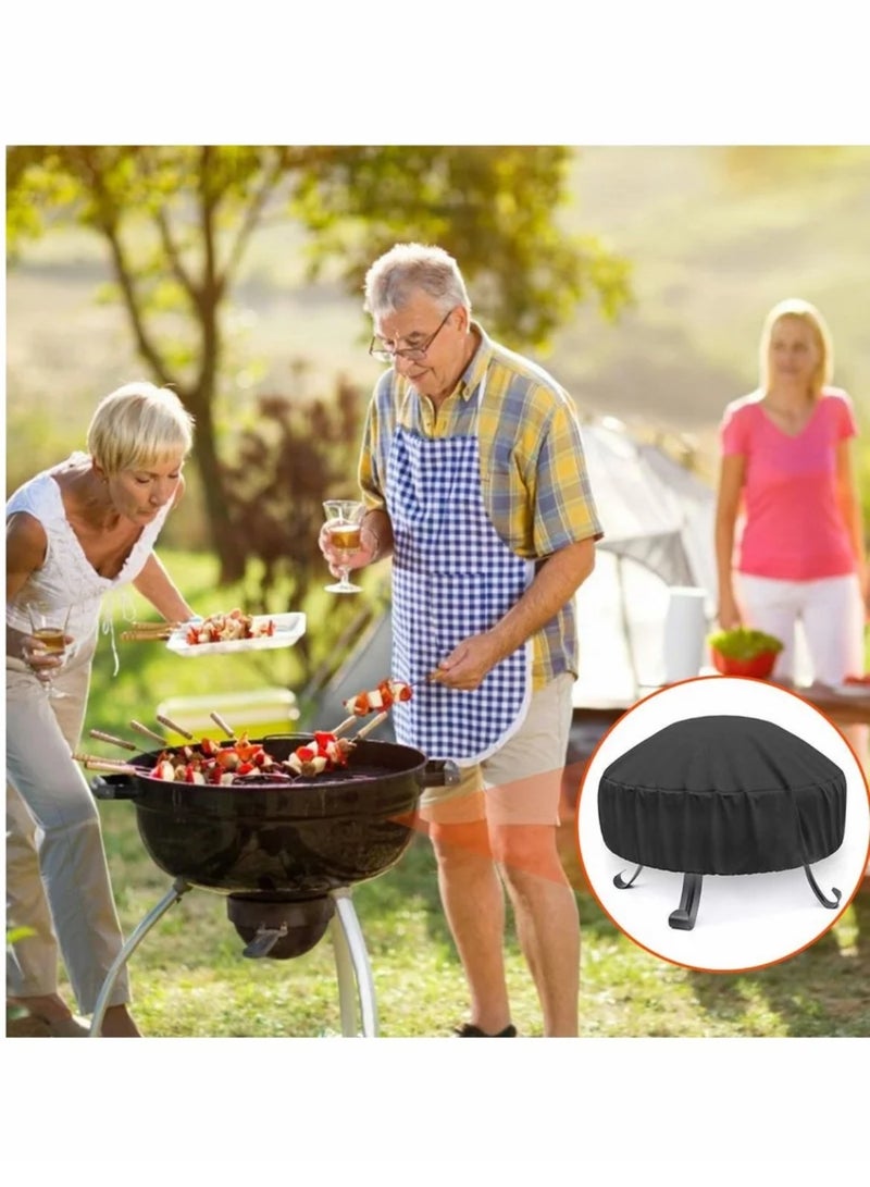 Generic Fire Pit Cover Round for 56-86 cm, 420D Heavy Duty Outdoor Full Coverage Patio Fireplace Cover, Waterproof, Dustproof and Anti UV, Fit All Seasons(80 x 40cm, Black)  - Image 3