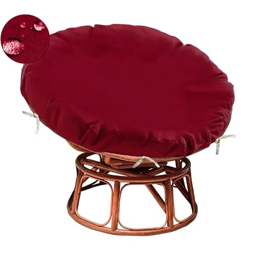 Sqodok Papasan Cushion Cover Only 50in Outdoor Indoor Papasan Chair Cushion Covers Waterproof Papasan Slipcover Papasan Covers for Cushions with Zipper and Ties, Machine Washable, Burgundy - Image 1