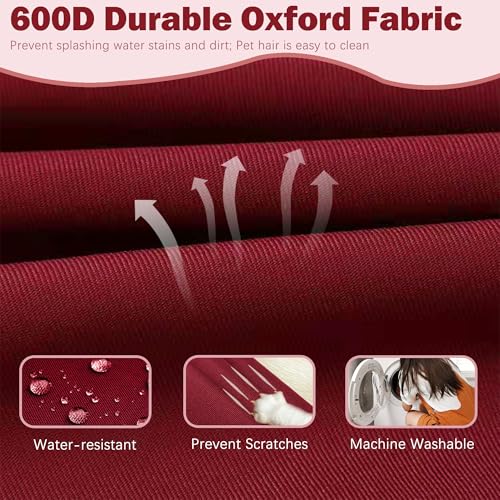 Sqodok Papasan Cushion Cover Only 50in Outdoor Indoor Papasan Chair Cushion Covers Waterproof Papasan Slipcover Papasan Covers for Cushions with Zipper and Ties, Machine Washable, Burgundy - Image 5